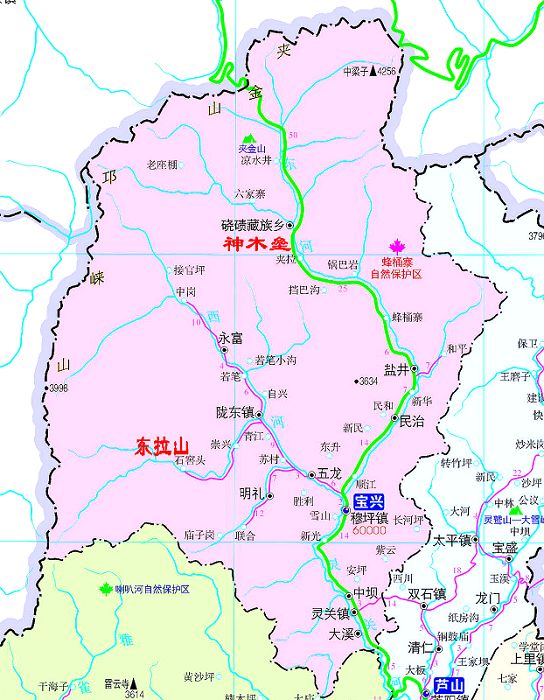 宝兴县旅游地图