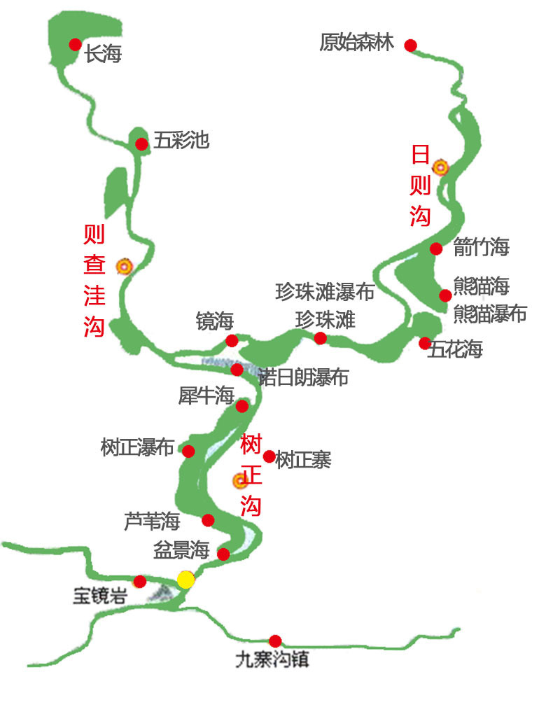 九寨沟+黄龙+若尔盖花湖+黄河第一湾+红原环线五日游,图片,九寨沟景区导游图