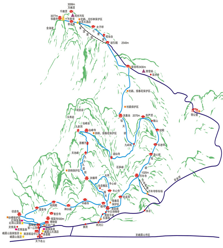 峨眉山金顶+1日游,图片,峨眉山景区导游图