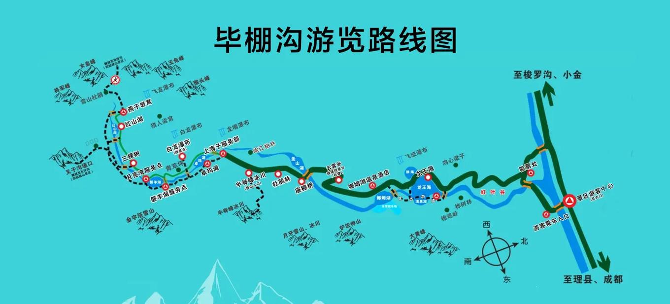 四姑娘山双桥沟+毕棚沟+理小路+2日游,图片,毕棚沟景区游览图