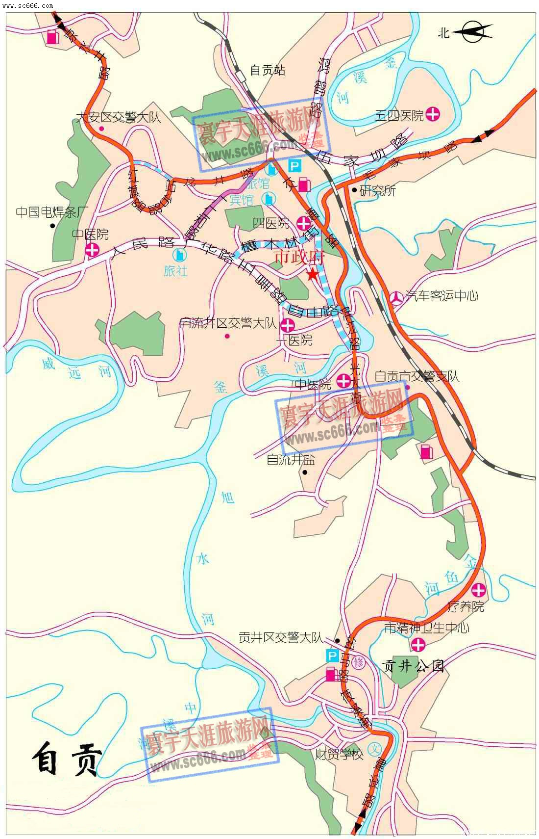 自贡市城区地图1