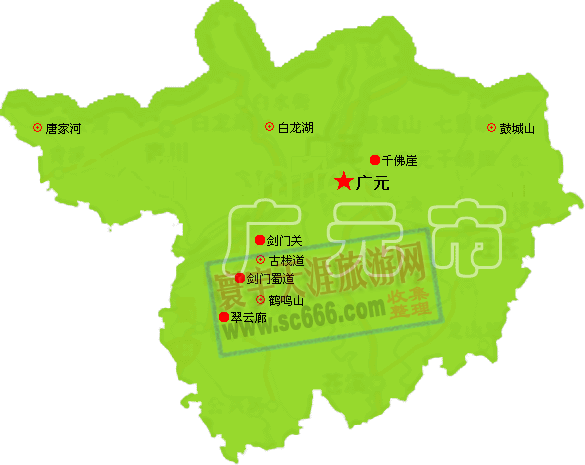 广元市景点分布图