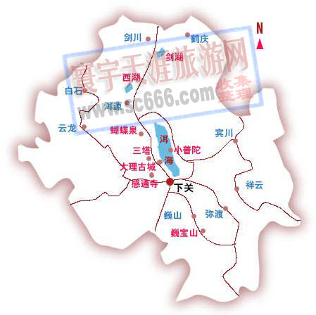 大理旅游景点示意图