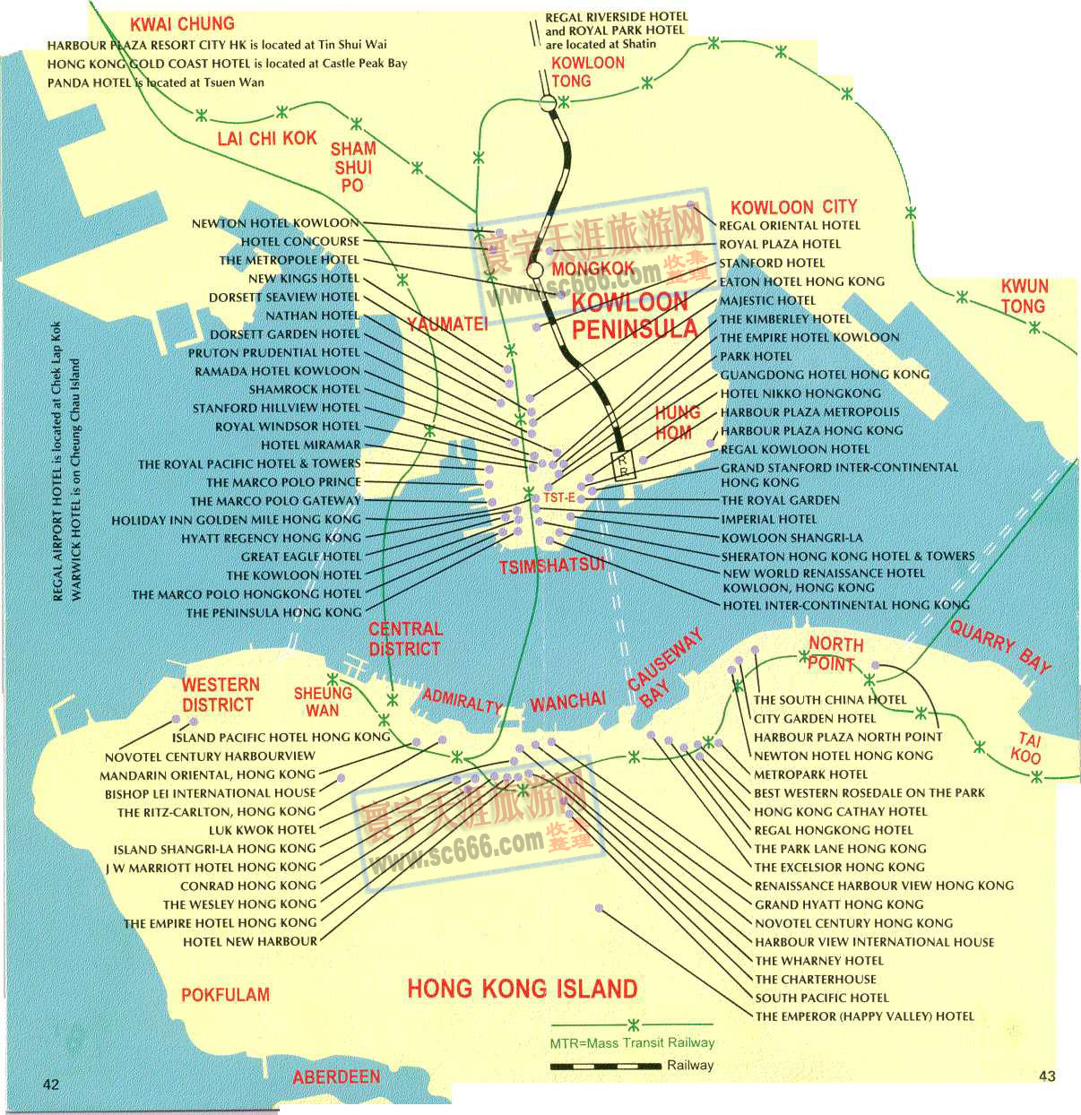 香港酒店分布图（英文）