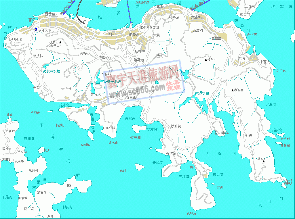 香港岛城区地图