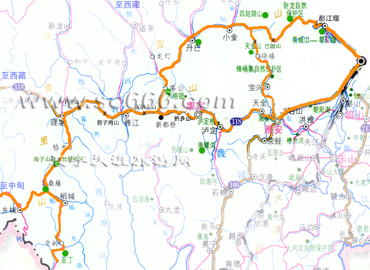 成都-稻城亚丁旅游线路图2