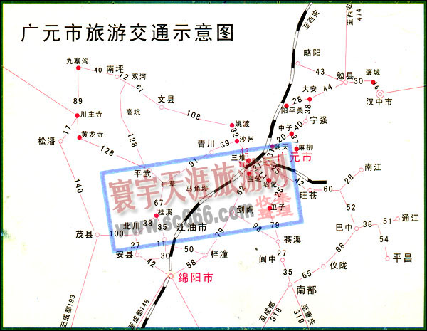 广元市旅游交通示意图