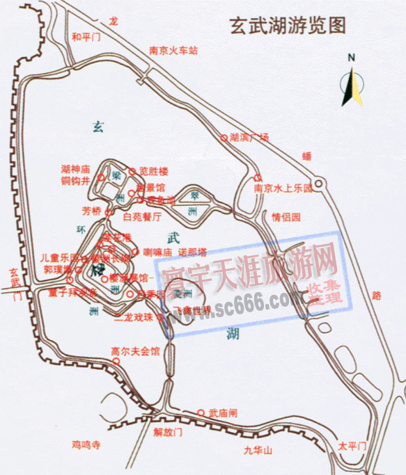 玄武湖公园导游图