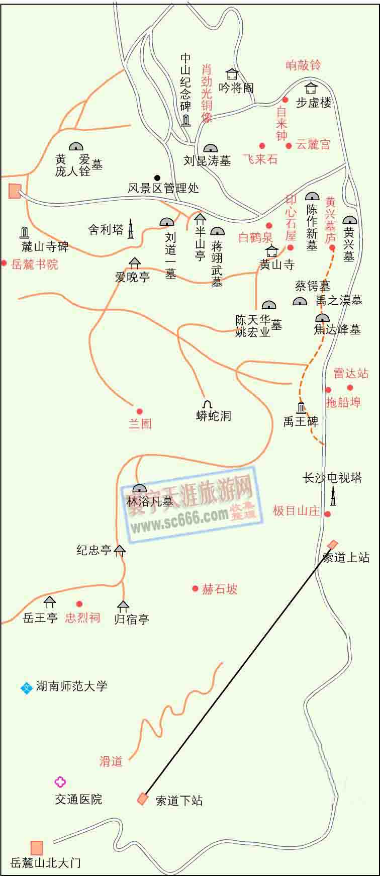 长沙岳麓山导游图