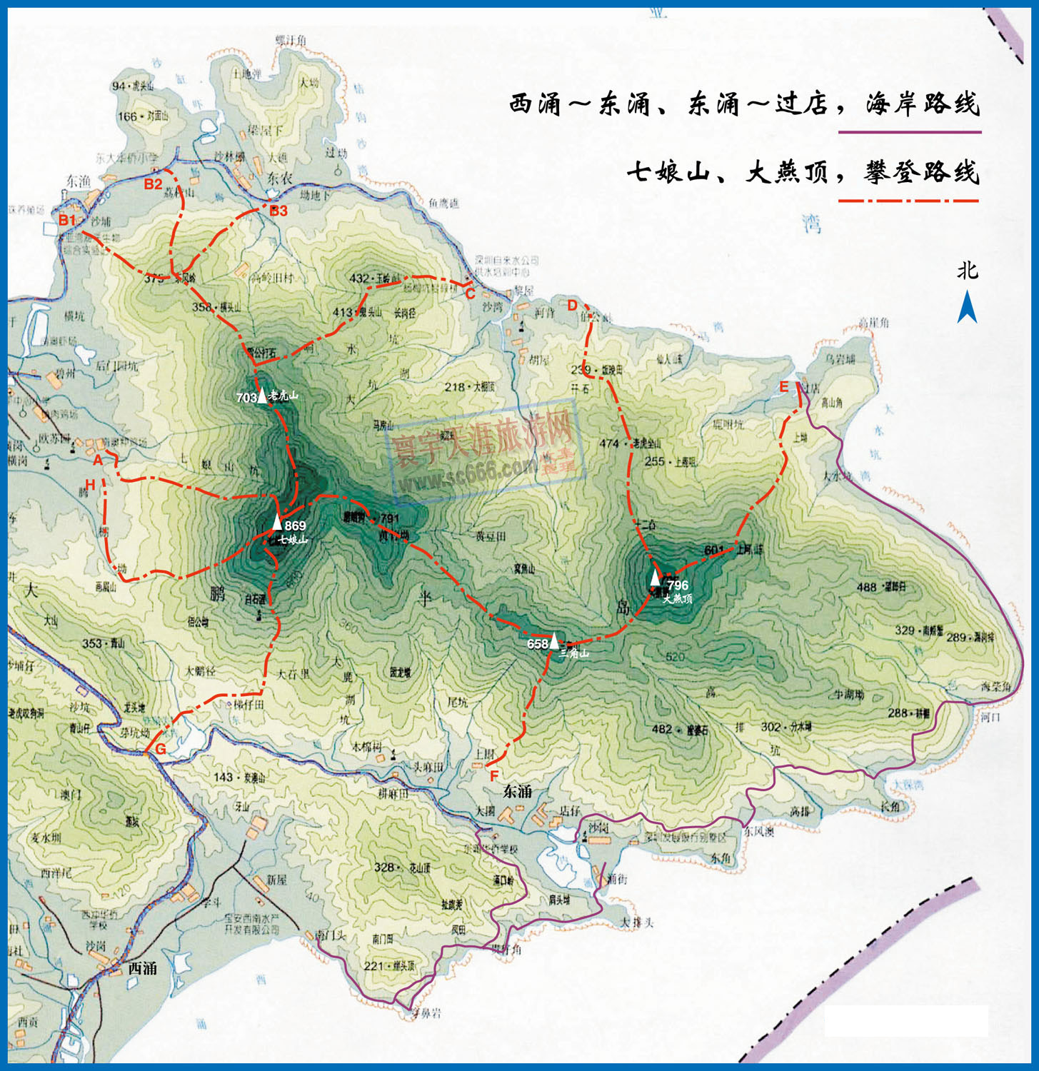 大鹏半岛线路总图