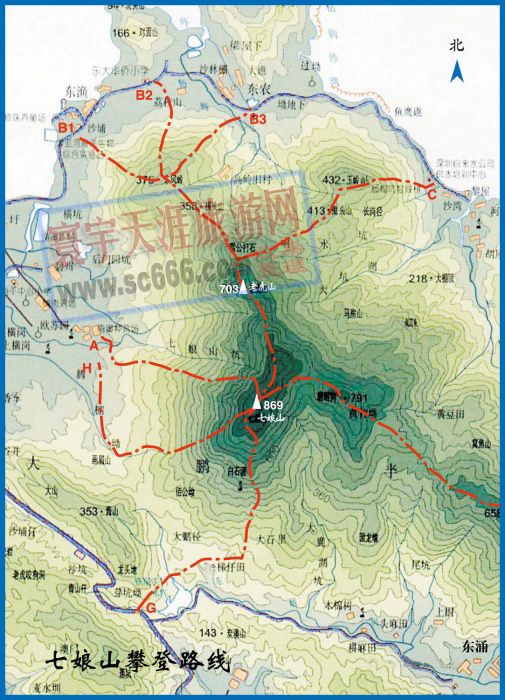 七娘山攀登路线图